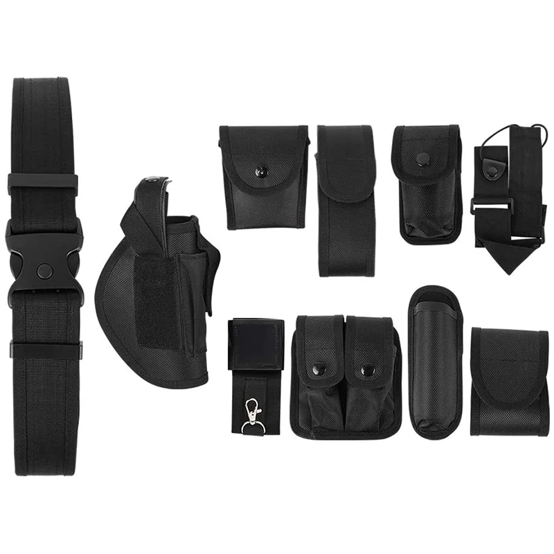 Cintos de Segurança Tactical Dever, Multifuncional Gun Holster, Lanterna Conjuntos De Bolsa, Kit Utilitário Cinto, Cinto De Dever Da Polícia, 10in 1