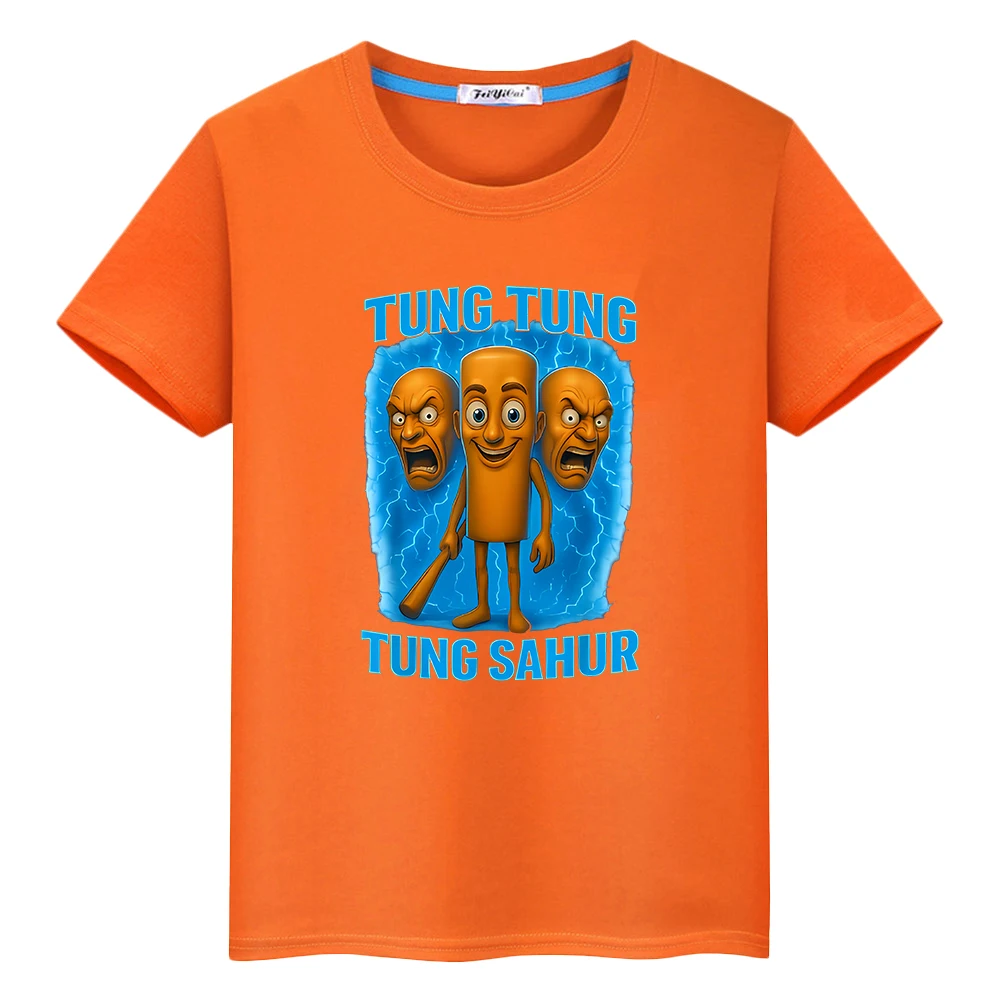 تي شيرت مطبوع من تونغ ساهر للأطفال الأولاد 10 سنوات 100% قطن تي شيرت أنيمي قصير لطيف تي شيرت كارتوني ملابس أطفال بناتي y2k #3