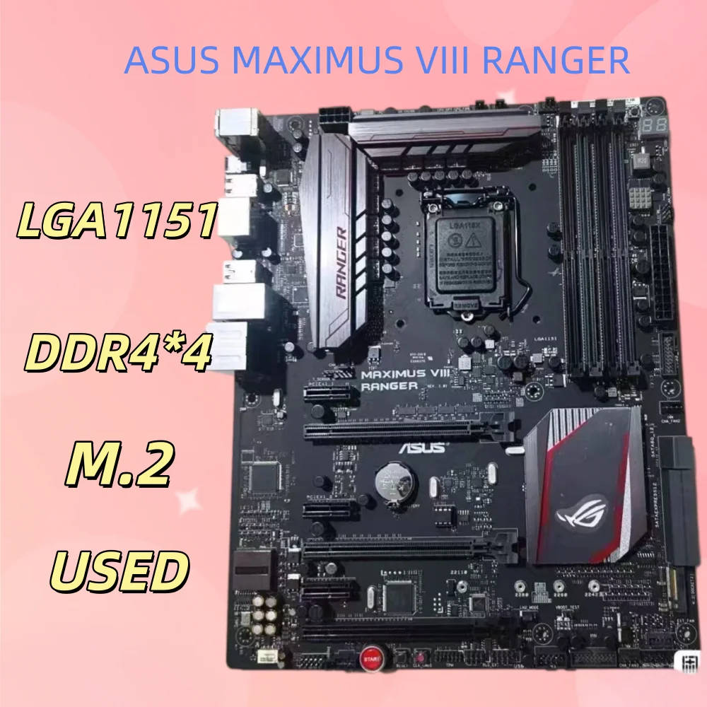 ASUS ROG MAXIMUS VIII RANGER motherboard, supporting LGA1151 interface and 6th/7th/8th/9th generation Intel CPUs. 4 DDR4, M.2