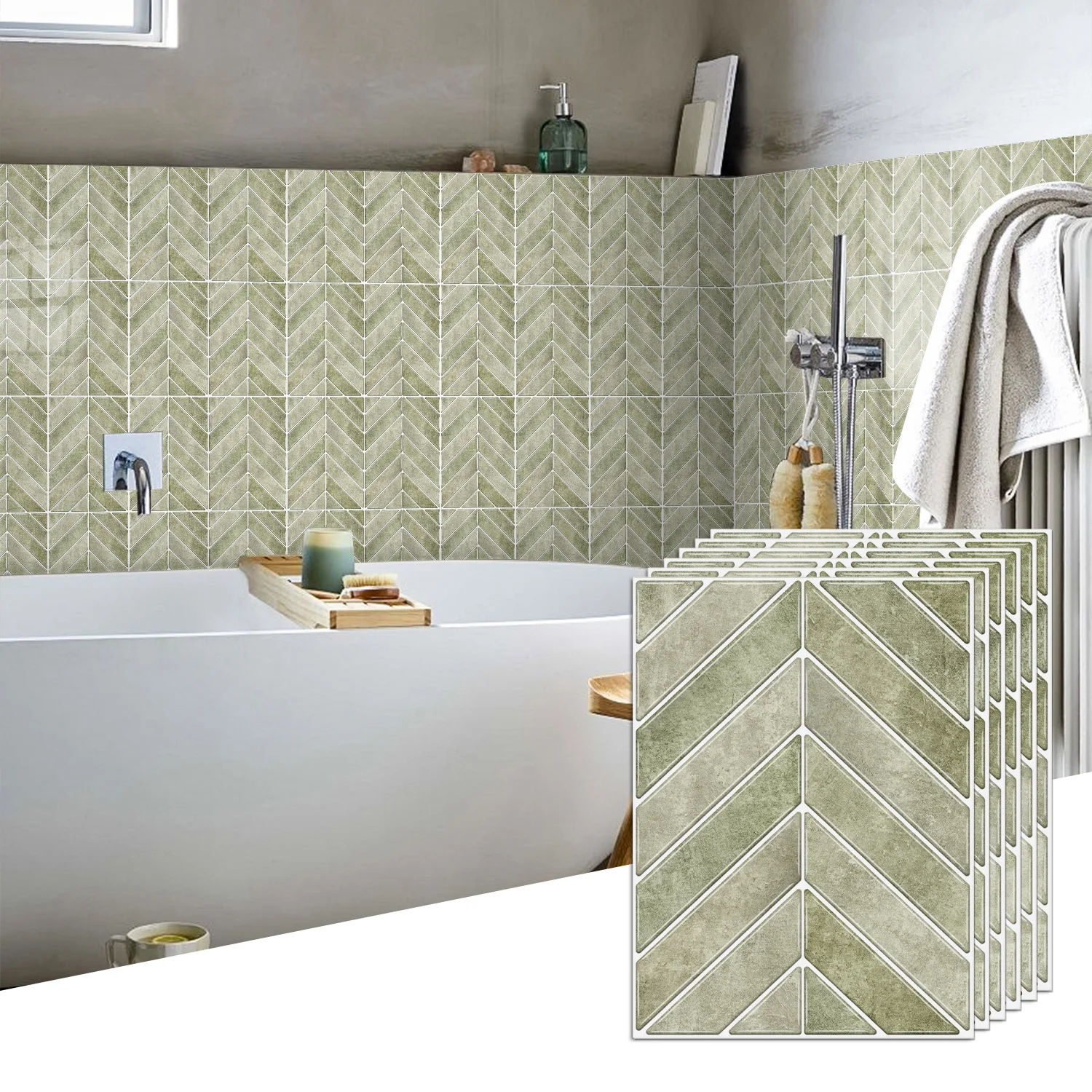 

Chevron pattern self-adhesive tile sticker 6-layer PET kitchen and bathroom splash proof, waterproof, and oil proof wall tiles