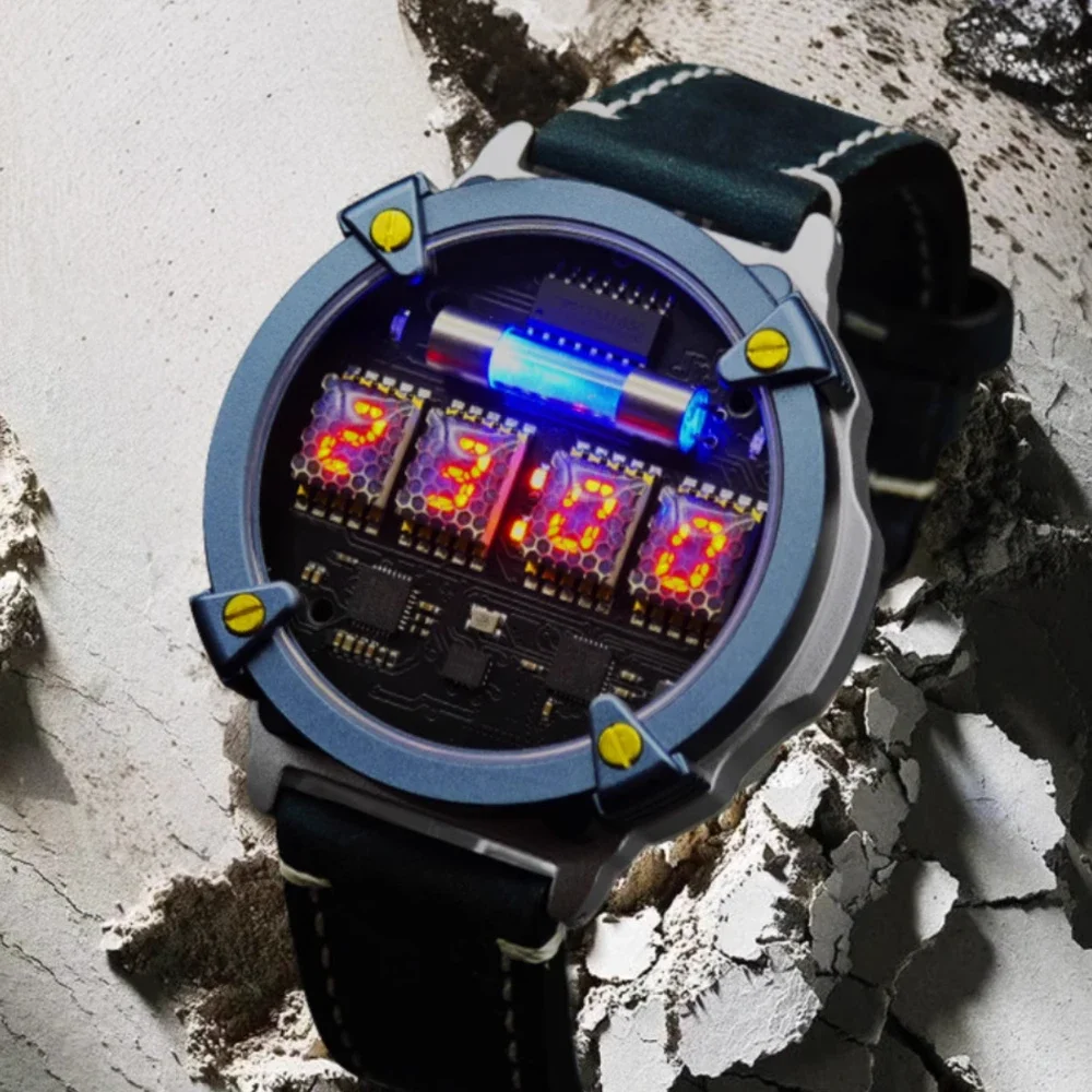 Quasi glow tube watch cyberpunk glow tube watch niche personality star waterproof tin bronze gift