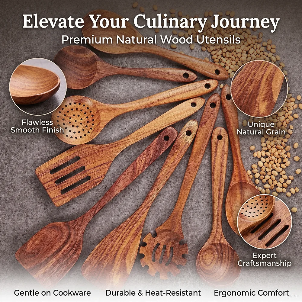 10Pcs Wooden Spoons…