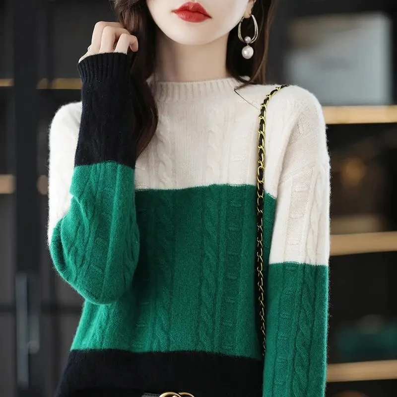 Fashion Autumn And Winter New Crew-Neck Sweater Women\'s Pullover Sweater With Long-Sleeved Blouse Bottoming Shirt Jumper