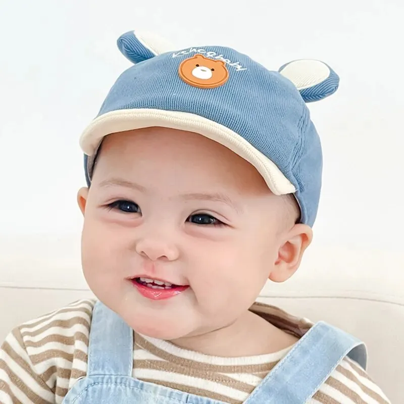 Gorra de béisbol con orejas de oso de dibujos animados para bebé, sombrero de Sol de Animal lindo para niños y niñas, sombrero de visera infantil informal