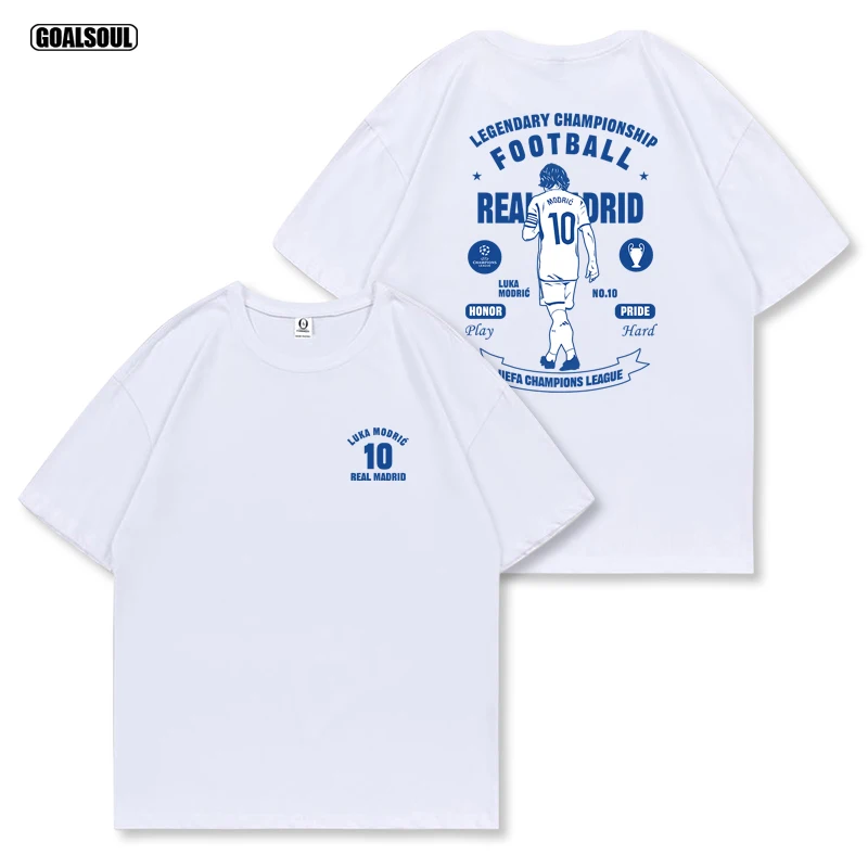 2025 مودريك تي شيرت ريال مدريد رقم. 10 MoDRIc كرة القدم الاتجاه العلامة التجارية الأمريكية الرجعية عارضة القطن قصير الأكمام جودة عالية الإضافية