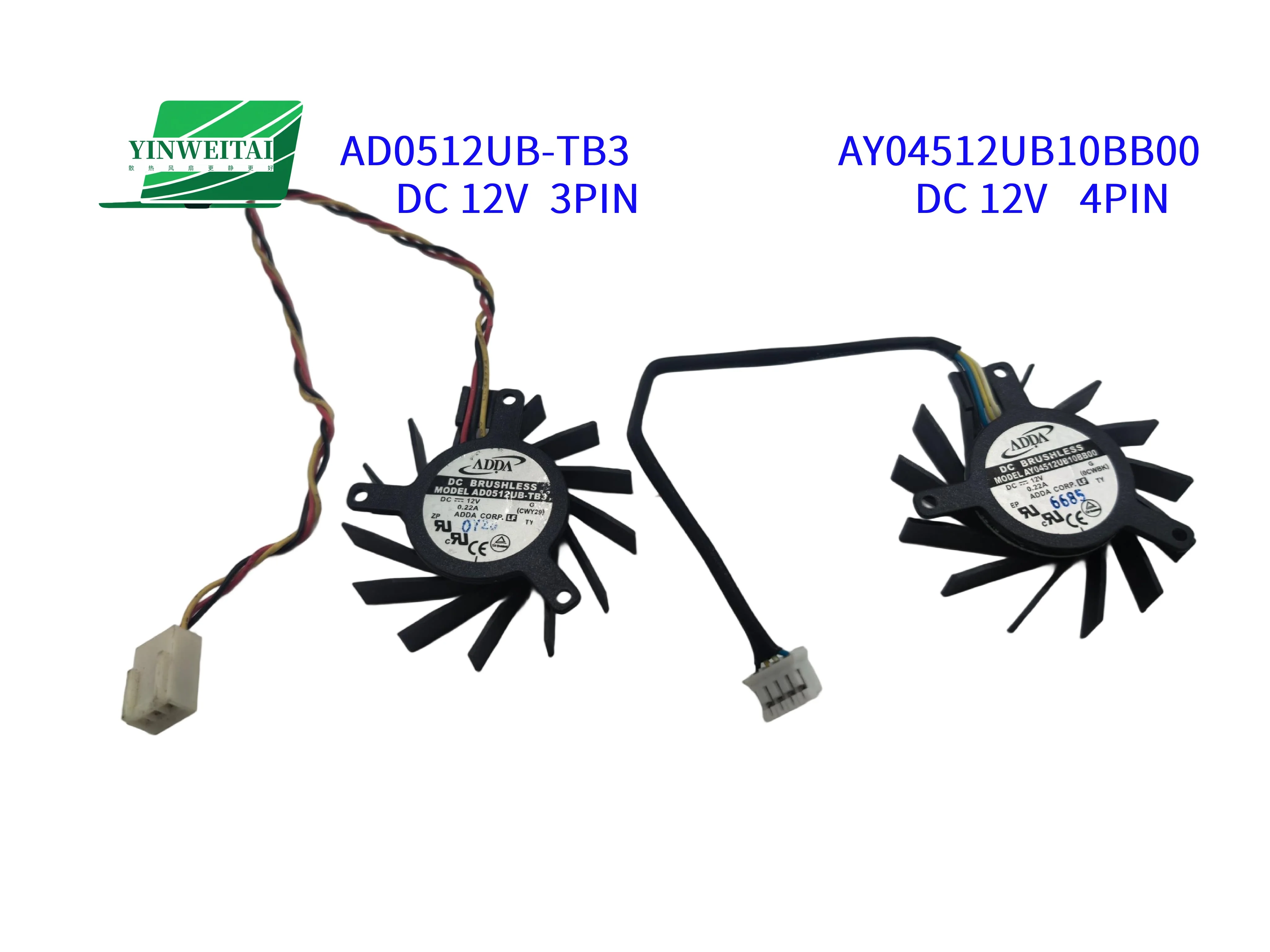 Cooler Fan for AD0512UB-TB3 AY04512UB10BB00 45mm Diameter 35x35x27mm Installation Hole Spacing DC12V 3PIN 4pin Cooling Fan