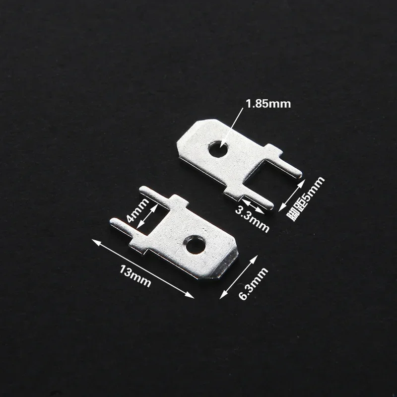 100 pz 6.3 Circuito Inserto 6.3mm PCB Terminali di Saldatura Circuito Inserto Spessore 0.8 pressato a freddo DJ6110-6.3x0.8 2P