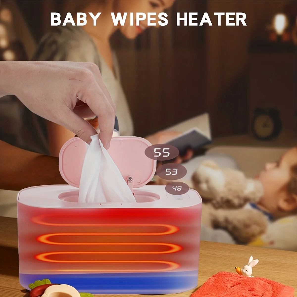 Portable Baby Wipe Warmer Baby Wet Wipes Dispenser, Diaper Wipe Warmer, Constant Smart Temperature Control Large Capacity