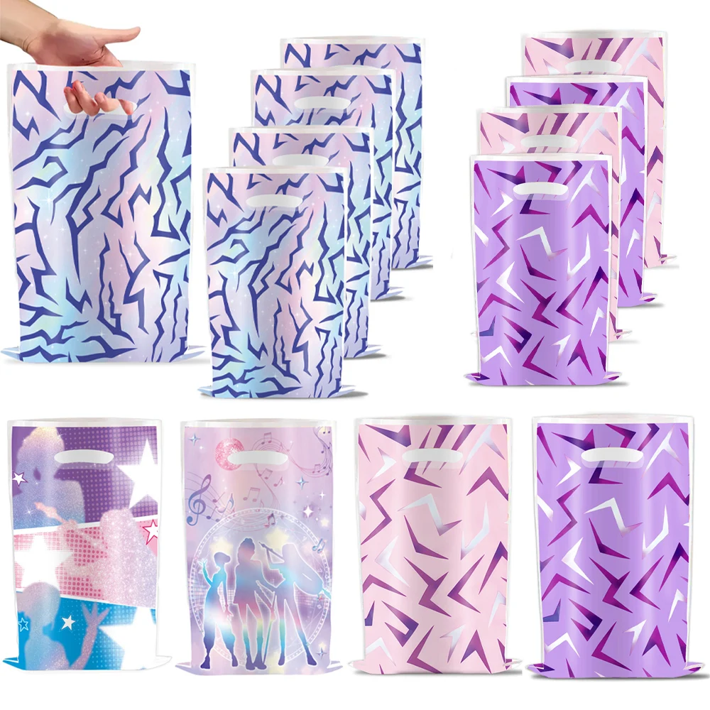 10/30/50pcs Sacolas de Doces para Festa de Aniversário com Tema Kpop em Rosa e Roxo, Sacolas de Lembrancinhas para Crianças e Chás de Bebê