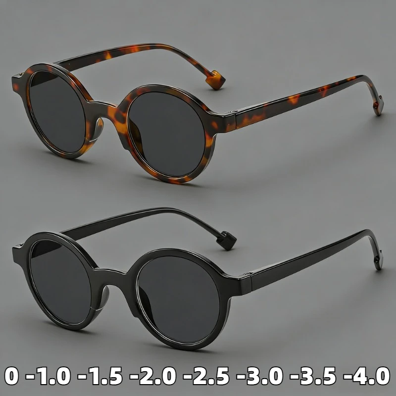 

2026 New Vintage Round-Frame Myopia Sunglasses Outdoor UV-Protective Shades Unisex Minus Diopter Eyeglasses 0 To -4.0