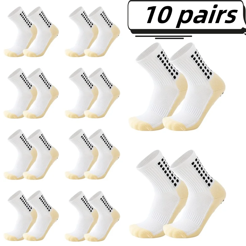 10 pairs of men's soccer socks non-slip grip pad football basketball socks
