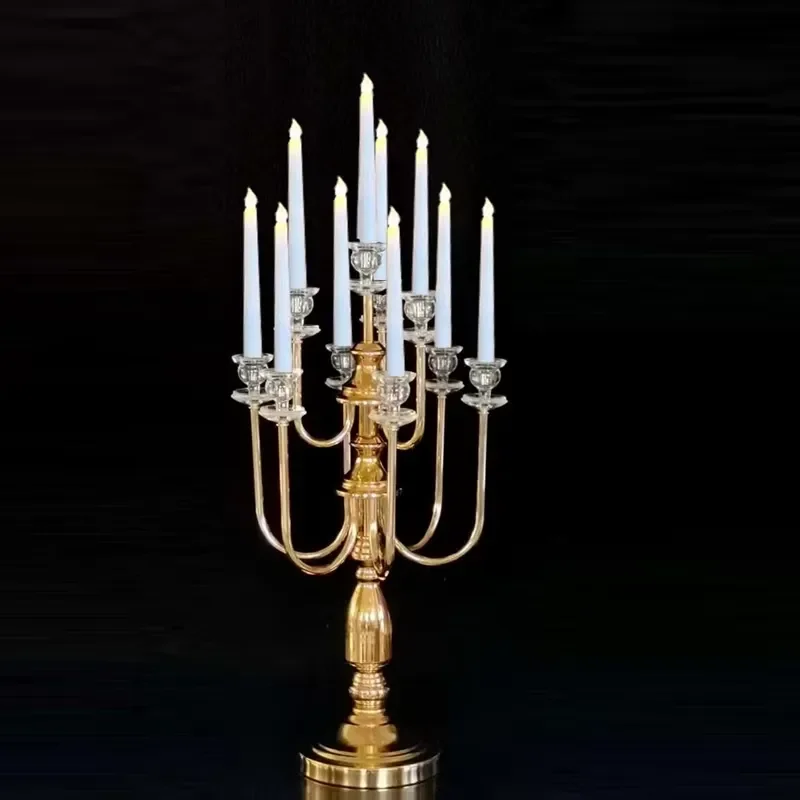 10 Arm Metal Candlestick Acrylic Candlestick Wedding Table Ornament Christmas New Year Ramadan Party Event Decoration