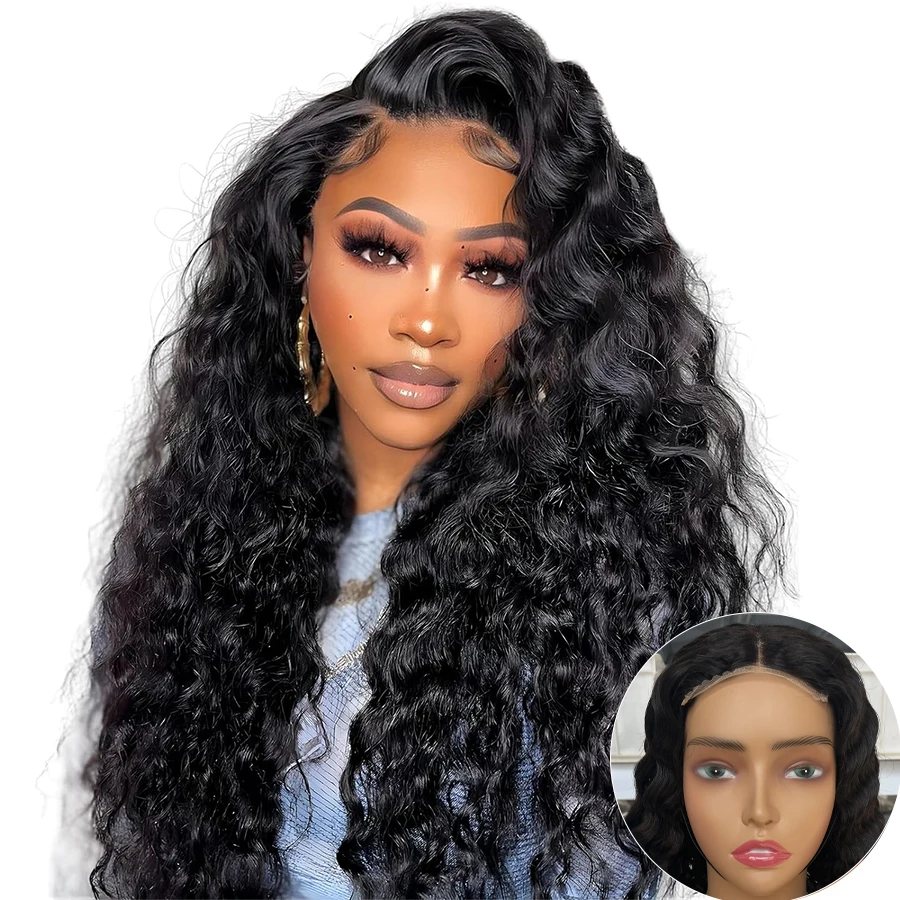 Deep Wave Frontal Wig 4x4 Hd Lace Curly Lace Front Human Hair Wig For Women Glueless Wig Human Hair Ready To Wear Brazilian Wig