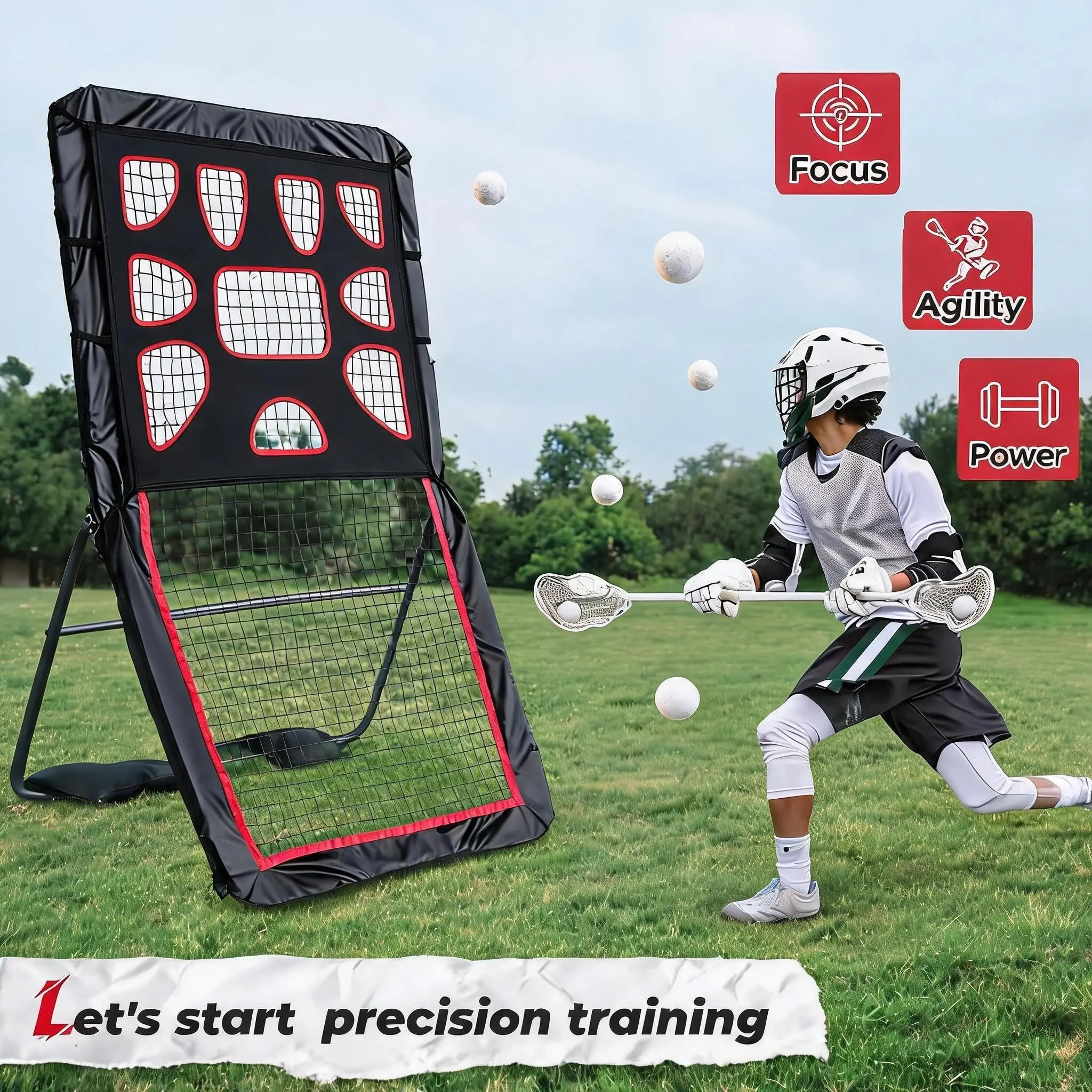 Field Hockey Rebounder Net 4x7FT Adjustable with 5 Angles Durable Team Sports Practice Equipment Ideal for Backyard Training  for Soccer Baseball Volleyball Training Equipment