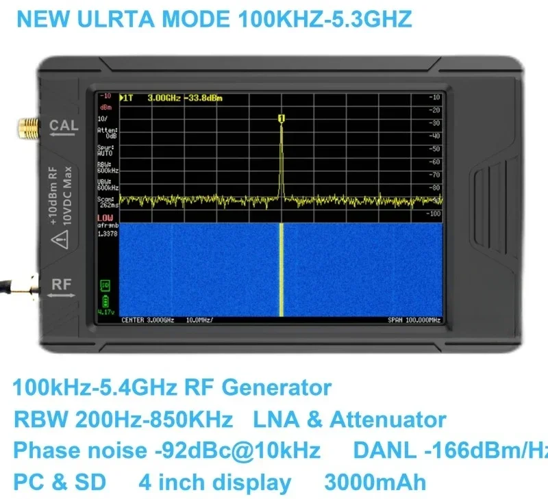 Handheld Spectrum Analyzer 100K-5.3GHz High Frequency Signal Generator