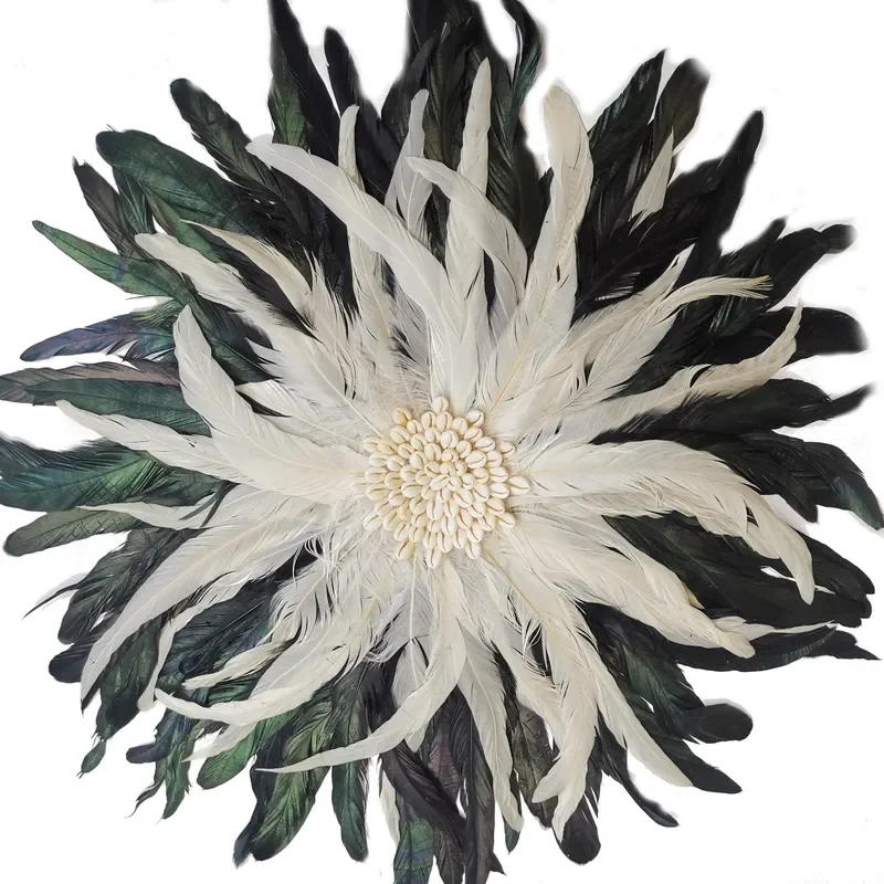 Modern Nordic Bohemian Wall Art Feather Chrysanthemum Hat Mirror African Style Home Decoration for Living Room Christmas
