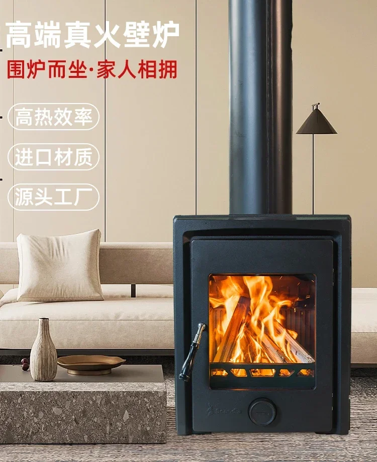 

Embedded steel plate true fire fireplace, wood and firewood heating stove, fire, homestay, villa, rural decoration household use