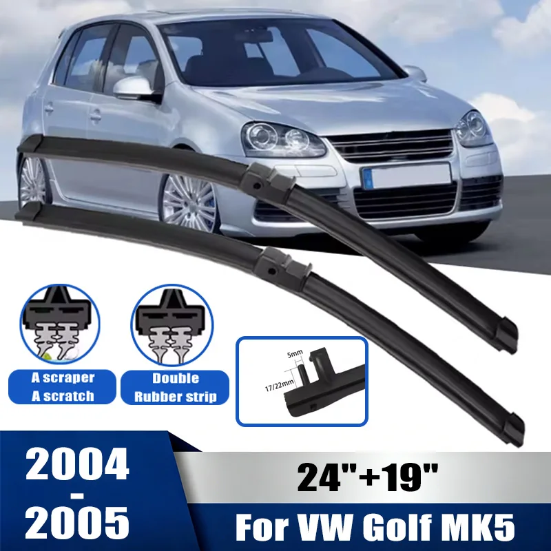 

2pcs Wiper Front Wiper Blades Set For Volkswagen Golf MK5 2004 2005 Windshield Windscreen Window 24"+19"