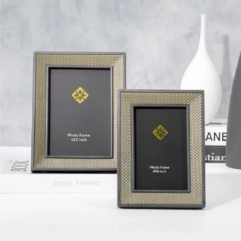 Creative Leather Photo Frame Stylish Desktop Metal Decor for Bedroom Premium Quality Leather Picture Frame Tabletop Display