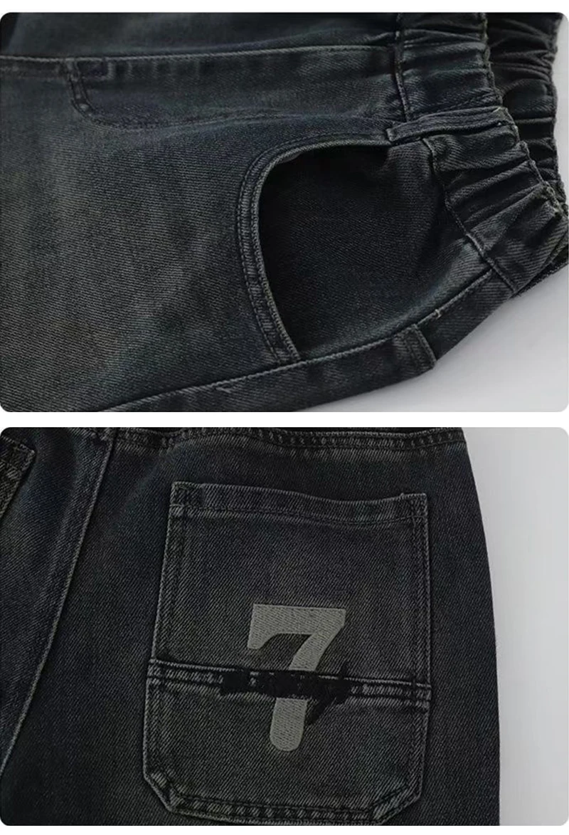 Winter-Jeans für Teenager-Jungen, Plüsch-Warm, 4-14 Jahre, Kinder-Mode, bestickte Buchstaben, Denim-Hose, Herbst, lässige, gerade geschnittene Sporthose – Detail 7