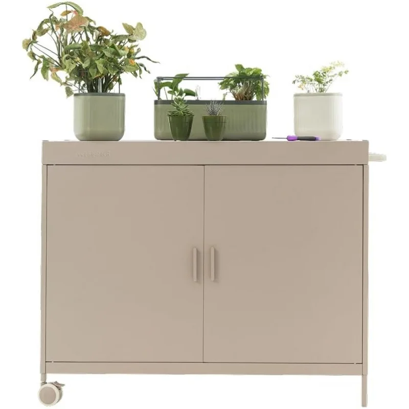 

Gardening Potting with Wheels, Large Tabletop Workstation Cabinet, Outdoor Storage & Work Table Yard, Garden
