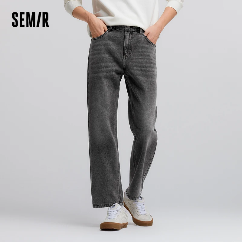 Semir Jeans Men 2025 Spring New Long Trousers Vintage Loose Straight Trousers Simple Relaxed