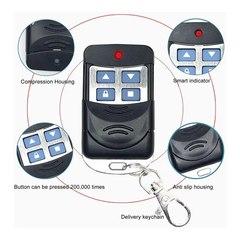 433 Mhz Remote Control Key 4Pcs, 4-Channel Copy Key Fob For Garage Door, Car, Home Automation,