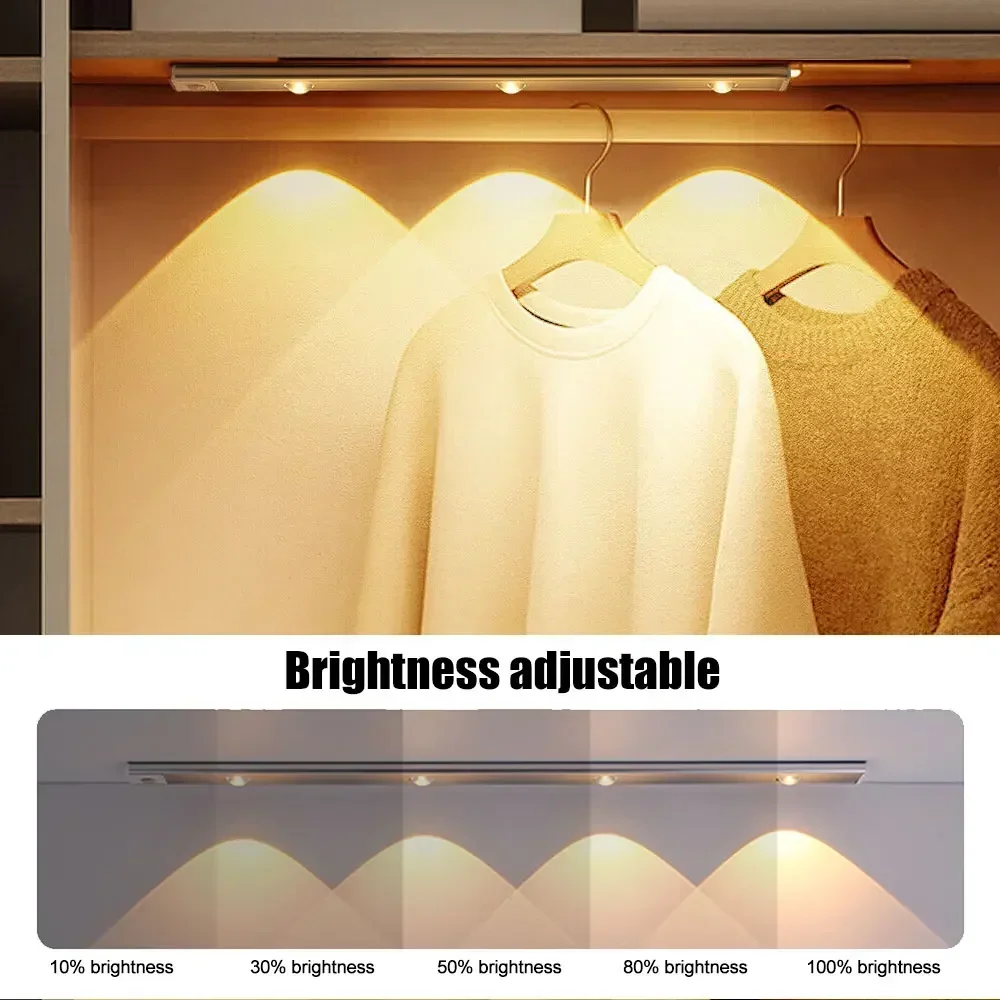 Rechargeable LED Night Light Wireless Motion Sensor Under Cabinet Lamp 50/40/30/20CM For Bedroom Kitchen Wardrobe Indoor Lightin