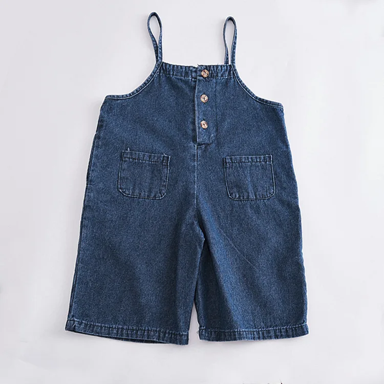 3-9 years old spring baby Korean version denim suspenders kids 23 new men's and women's pants net red denim suspenders