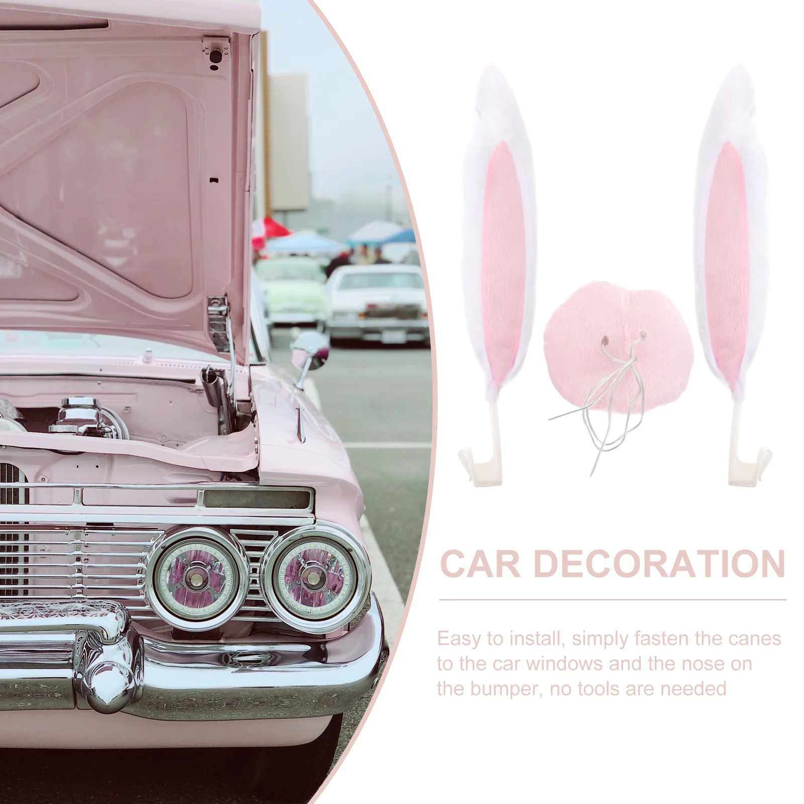 

1 Set Premium Fabric Rabbit Ears For Christmas Durable Wear-Resistant Easy Install Christmas Decorations For Car Rabbit Car