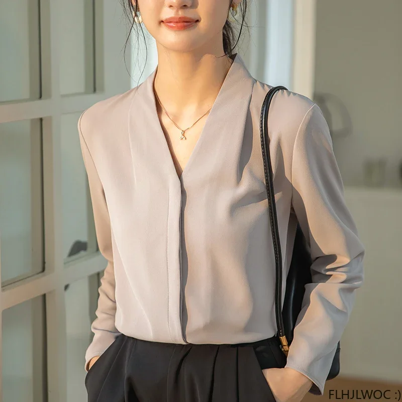 2024 Autumn Basic Chic Korea Fashion Top Office Lady Work Wear Women Single Breasted Button White Shirts Blouses