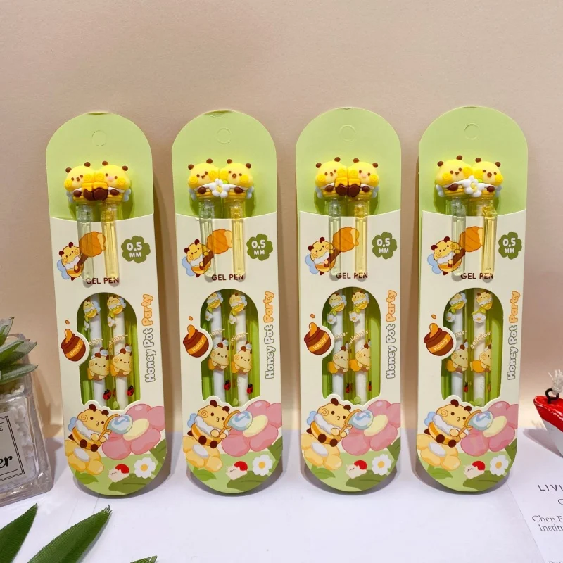 24set/lot Creative Bee Capybara Press Gel Pen Cute 0.5mm Neutral Pen School writing Supplies Promotional Gift