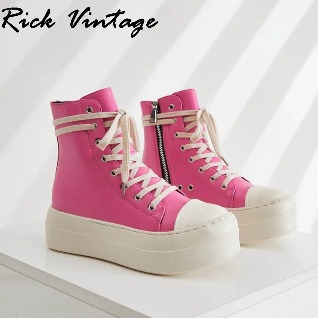 Rick Vintage Platform Women Sneakers High Top Cross Tied Men\'s Casual Shoes Leisure Brand Desig Lace Up Fashion Shoes Zip Botas