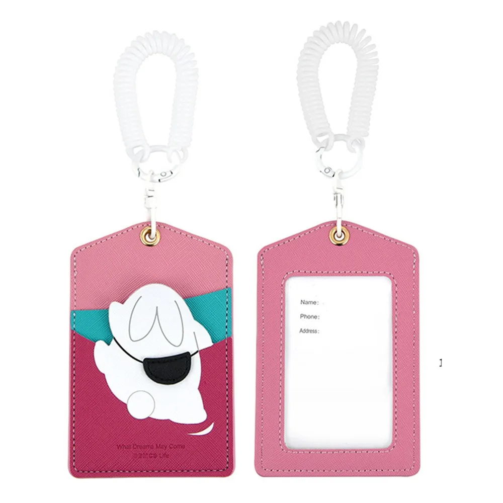 

Multicolor Card Holder PU Spring Retractable Chain Card Cover Piggy Dog Cat Cartoon Escaping Animal Card Sleeves Access Card