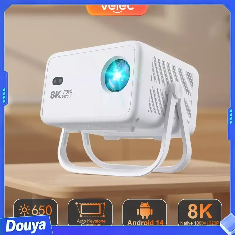 Velec 8K Video Decode Projector TP350 650 ANSI 1080P Auto Focus Android 14 H726 Portable Outdoor Smart Home Theater