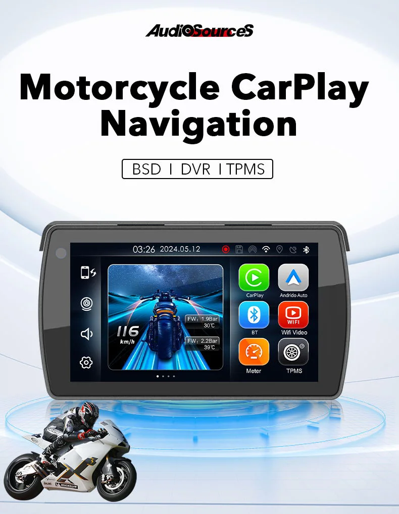 Detachable 5.5 Inch Linux System Waterproof GPS Navigation Compatible Carplay Android OS for Motorcycle CarPlay Screen