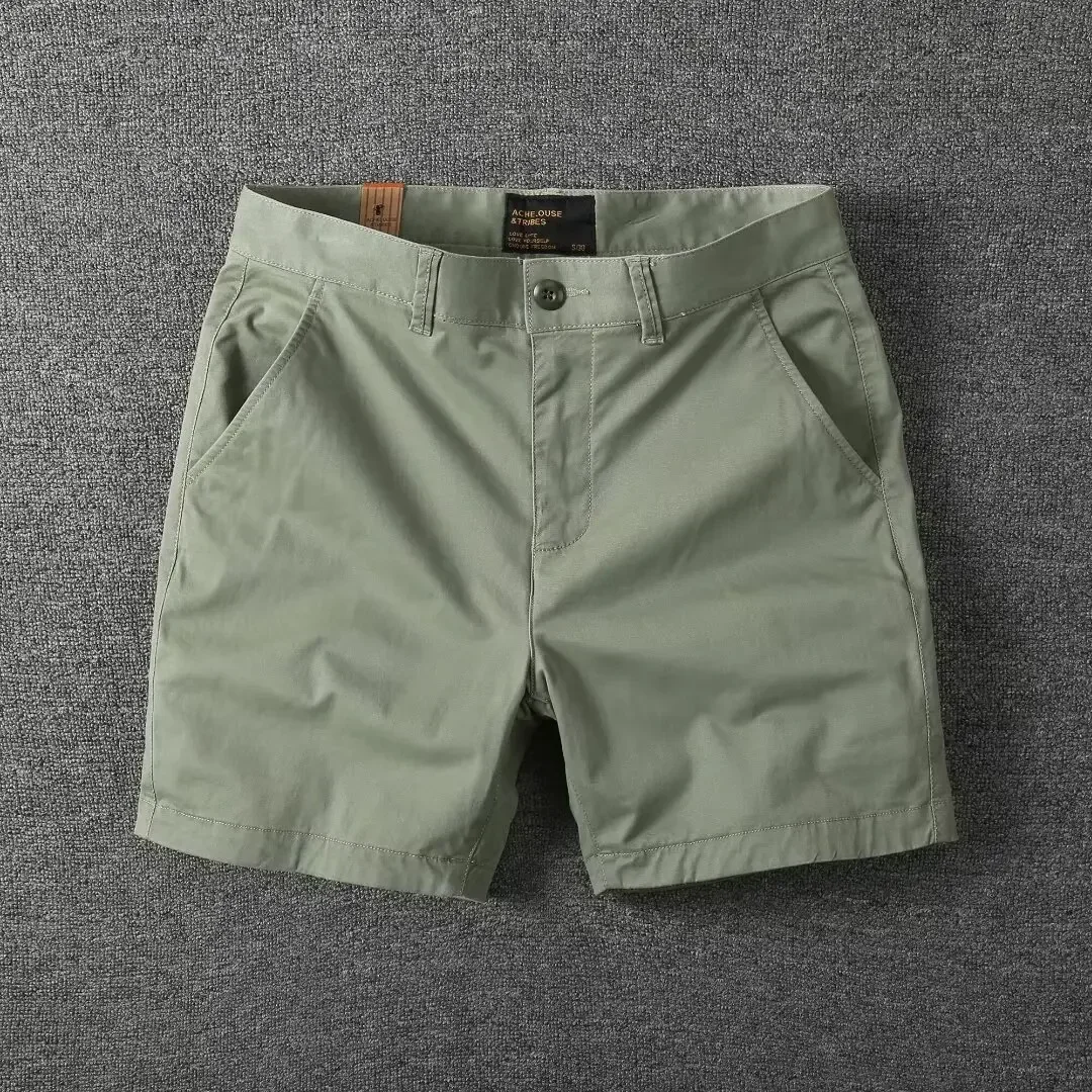 LIBIELIY Summer Men's New Fashion Cotton Shorts Casual Trendy Slim Elastic Straight Solid Color Cargo Shorts Male Clothes Short