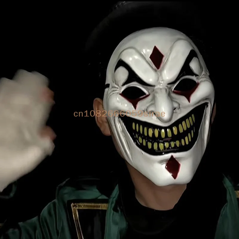 {CC44} 1個 ジョーカー フルフェイスマスク 面白い大きな金歯の笑顔マスク クールな男の子用ヘッドギア ハロウィンコスプレ小道具