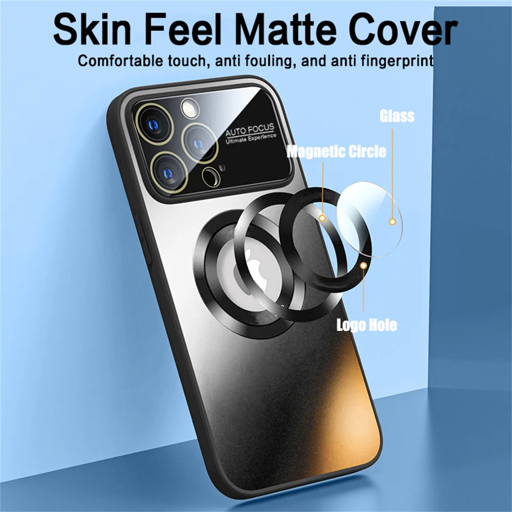 Luxury AG Matte Frosted Magnetic Phone Case For iPhone 17 16 15 11 12 13 14 Pro Max Full Lens Protection Solid Color Back Cover