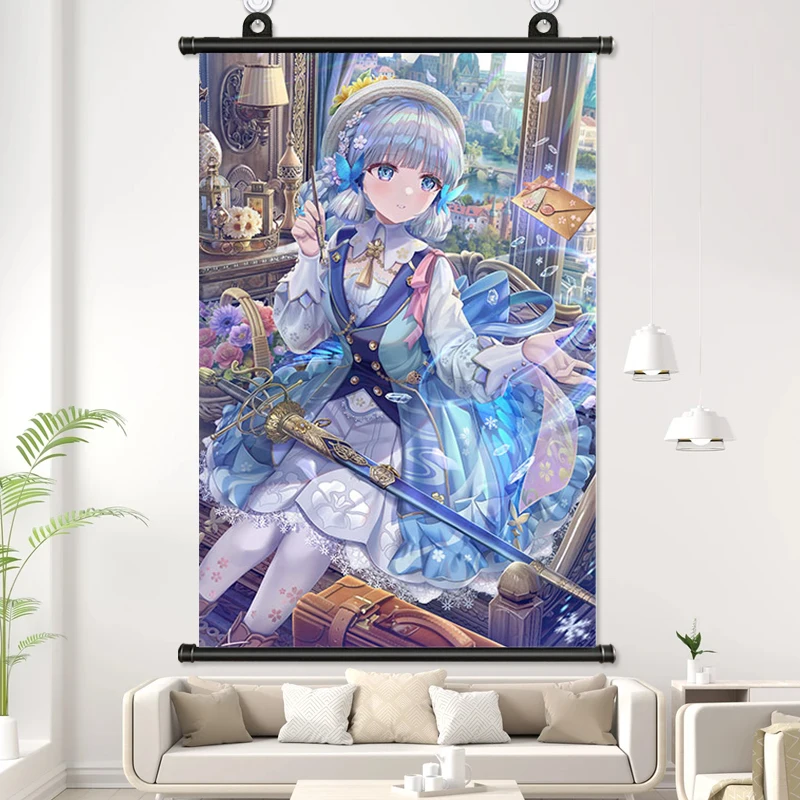 Genshin Impact Kamisato Ayaka Game poster Fabric Wall Scroll Home Decor Anime Poster 20*30cm Gifts Cosplay