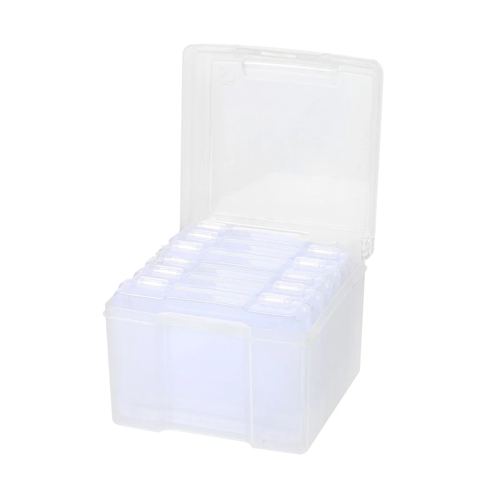 Convenient Photo Organization Box Set  Sturdy Transparent Plastic Storage Box for 600 Photos  for Crafts and Stationery