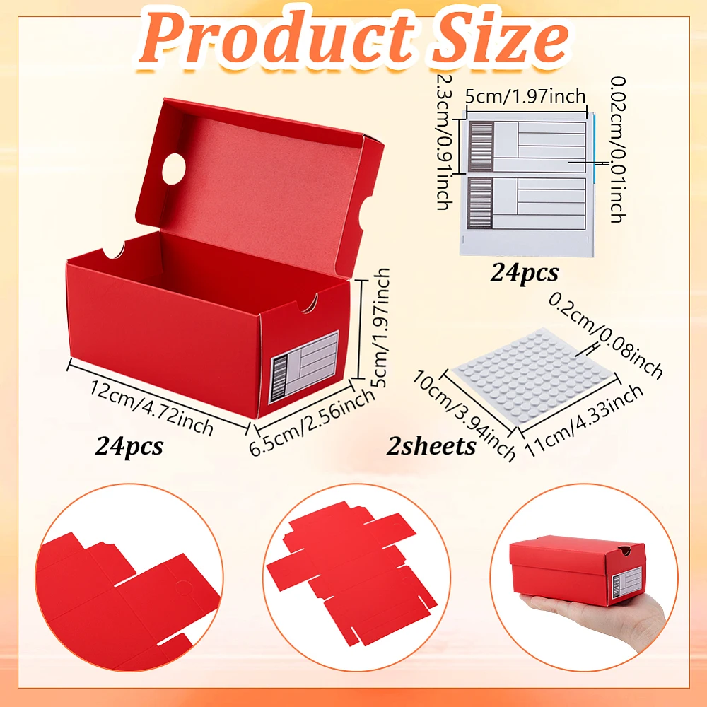 24Pcs Mini Sneaker Boxes for Party Favors Sports Theme Gift Case with Editable Label Small Sneaker Boxes for Wedding Holiday
