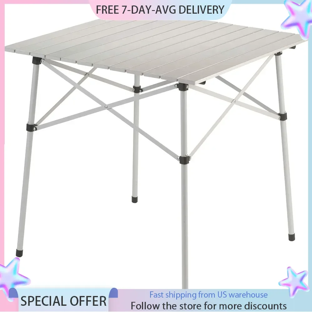 Compact Folding Table, Sturdy Aluminum Camping Table with Snap-Together Design, Seats 4 & Carry Bag Included,Camping Table