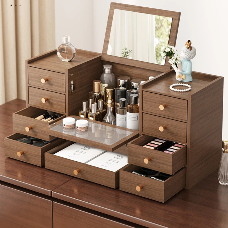 

Drawer-type cosmetics storage box, 60 cm, large capacity, dustproof dresser, with mirror, skincare shelf