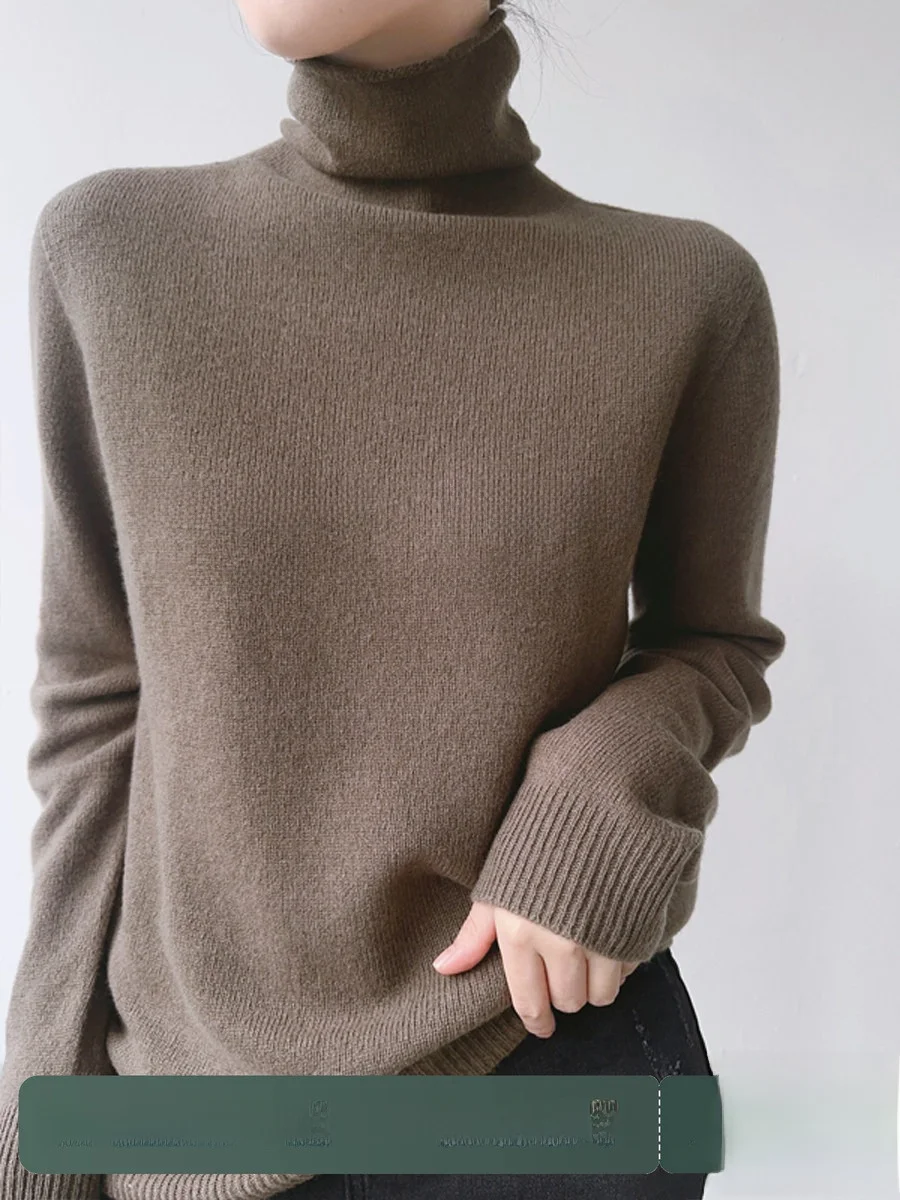 

Achu Soft Embrace Women's Lightweight Loose Wool Knitwear High Collar Thin Sweater Base Shirt Comfortable Commute Style Winte...