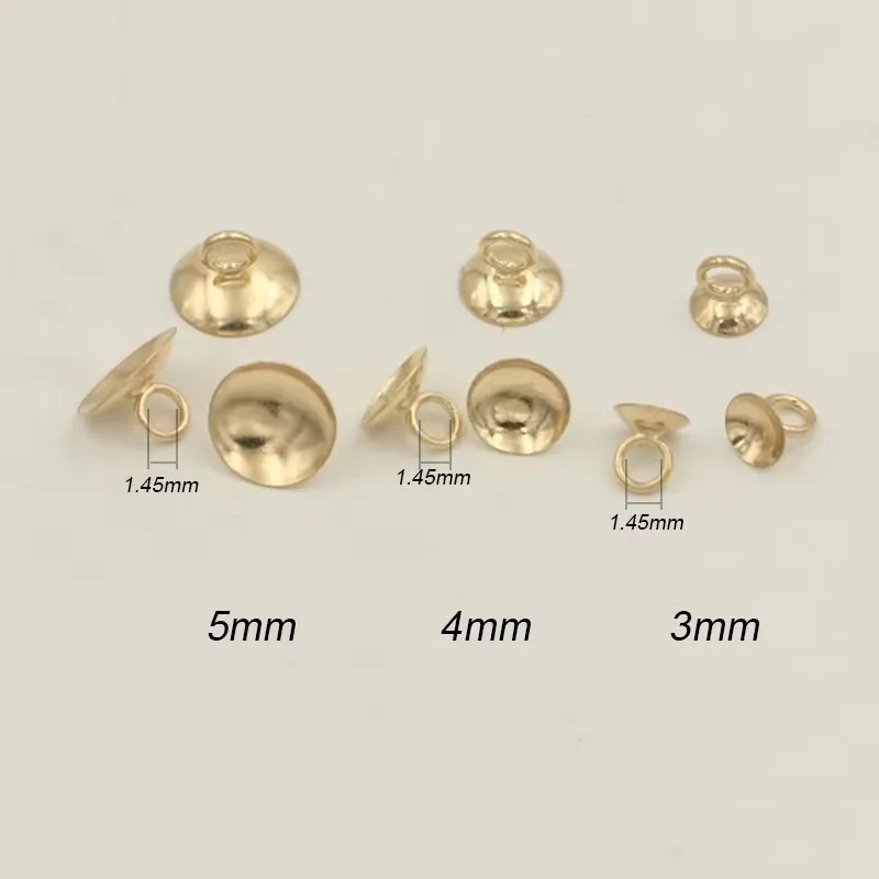 14K Gold Filled Nadellose Becherförmige 3/4/5MM Goldperlenkappen, Gold Filled Schmuckzubehör, DIY Klebeanhänger-Accessoires – Detail 9