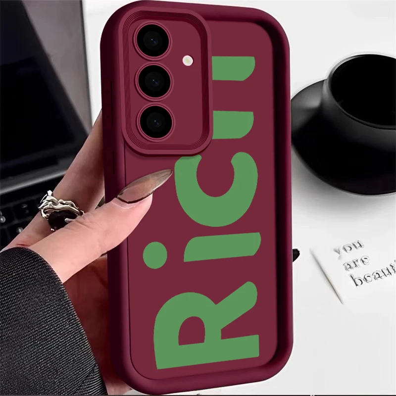 Simplified English Letter Phone Case For Samsung S24 S23 S22 Ultra Plus S21 A55 A54 A53 A52 A25 A15 5G Silicone Protective Cover