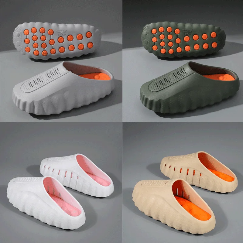 New Men's Slippers Outdoor Soft Thick Sole Slides Breathable Sandals Non-Slip Bathroom Slippers Lightweight Summer Beach Sandals
