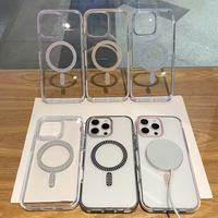 Luxury Glitter Magnetic Transparent Phone Case For IPhone 17promax 16pro 15promax Magnetic Wireless Charge Shockproof Cover