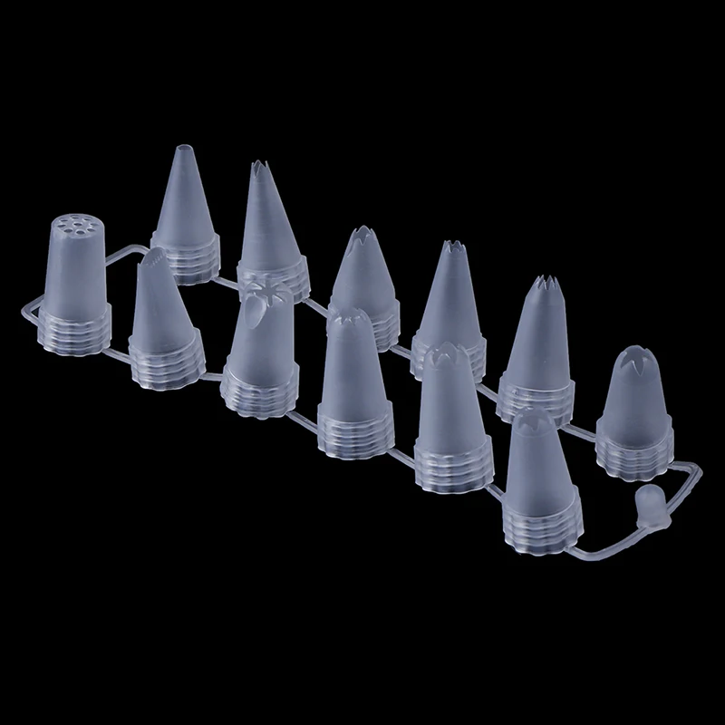12Pcs/Set Simple Style Plastic Icing Piping Cream Confectionery Nozzle Tips Cake Decor Tools